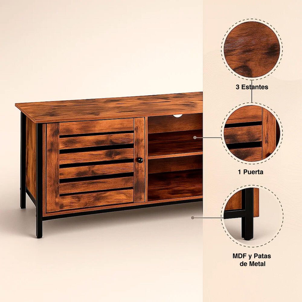Rack De Tv Rustik Madera Oscura Walnut image number 4.0