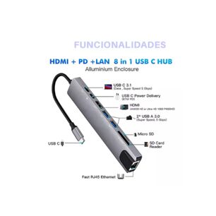 Adaptador Hub Para Macbook Air M1 M2 8 En 1 Usb-c Hdmi 4k
