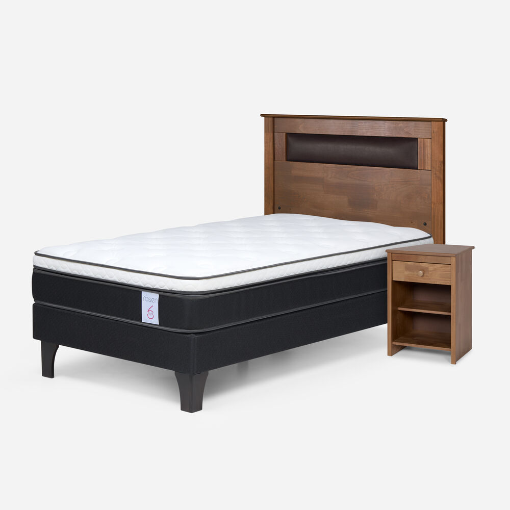 Cama Europea Rosen New Style 6 / 1.5 Plazas / Base Normal + Set De Maderas Ferrara image number 1.0