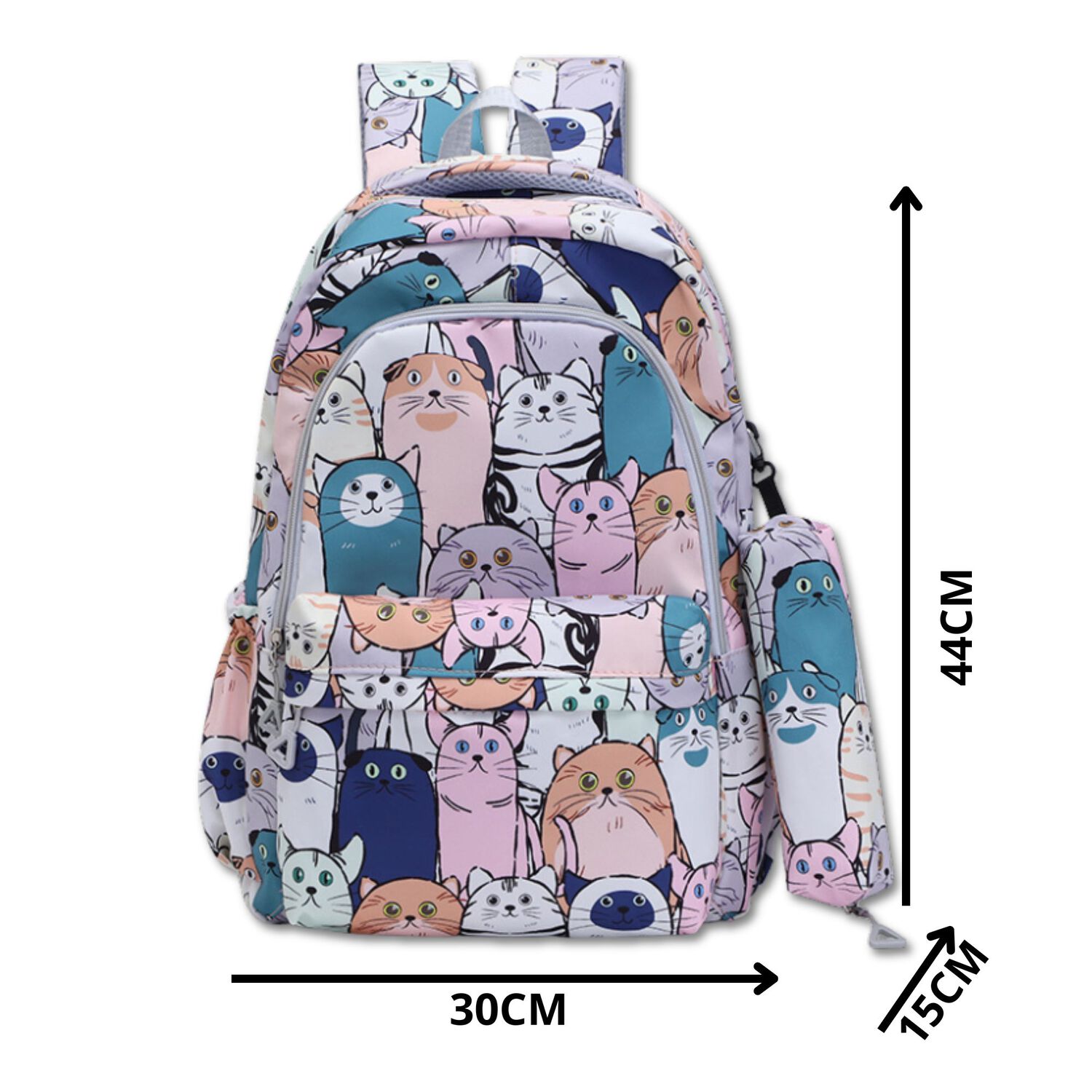 Mochila 43cm Juvenil&nbsp;y&nbsp;escolar Dise&ntilde;o Estampado Pink Blue Cats image number 1.0