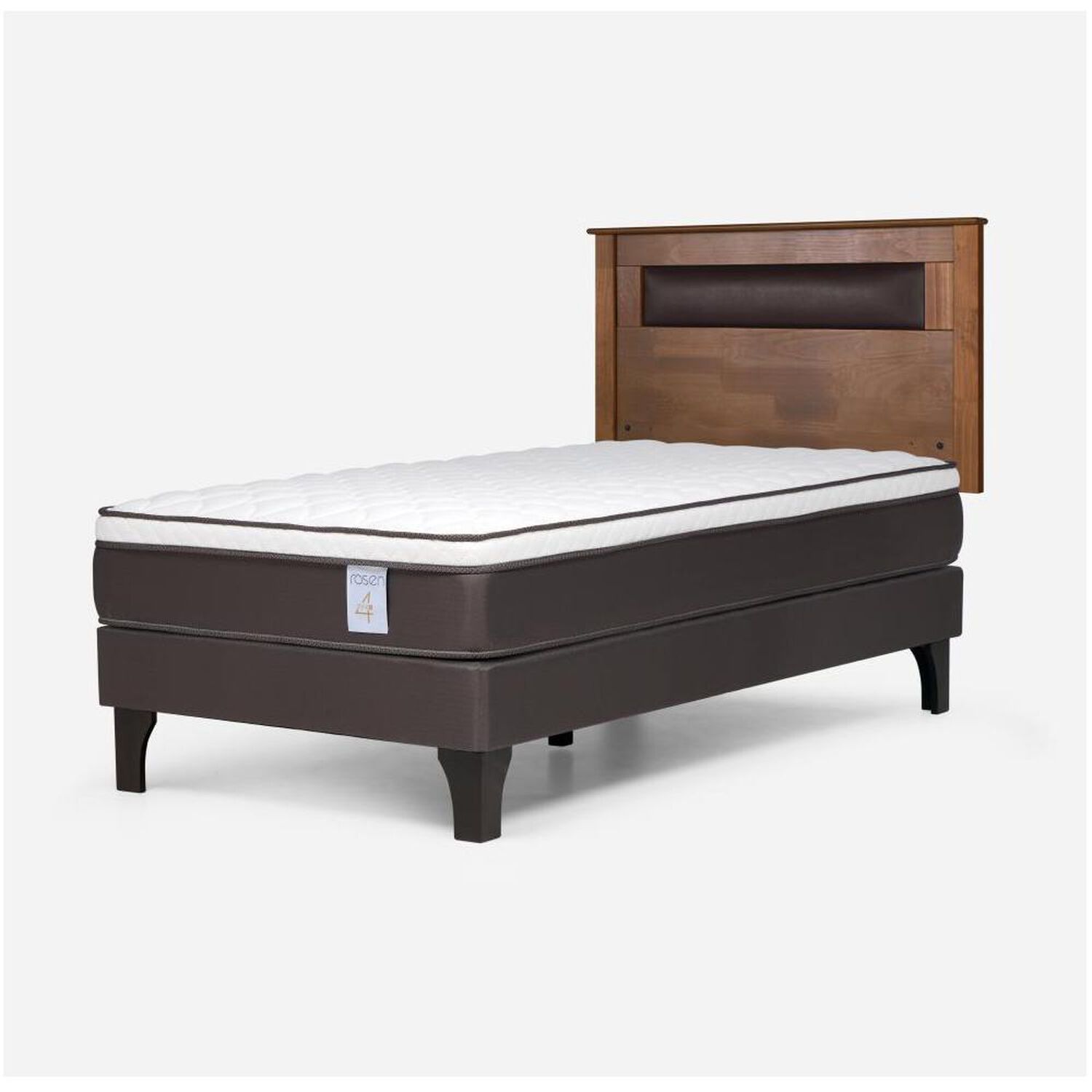Cama Europea Rosen New Style 4 Plus / 1 Plaza / Base Normal + Respaldo Ferrara image number 1.0