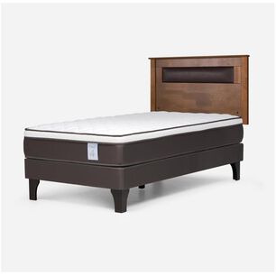 Cama Europea Rosen New Style 4 Plus / 1 Plaza / Base Normal + Respaldo Ferrara