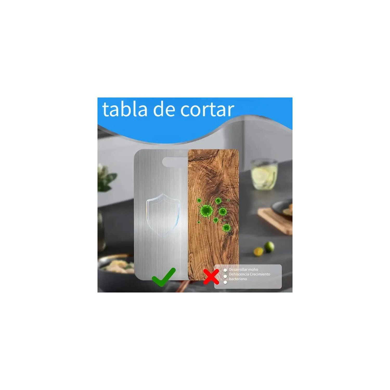 Tabla De Cortar Doble Cara Acero Inoxidable 36x25 Cocina Lisa image number 1.0
