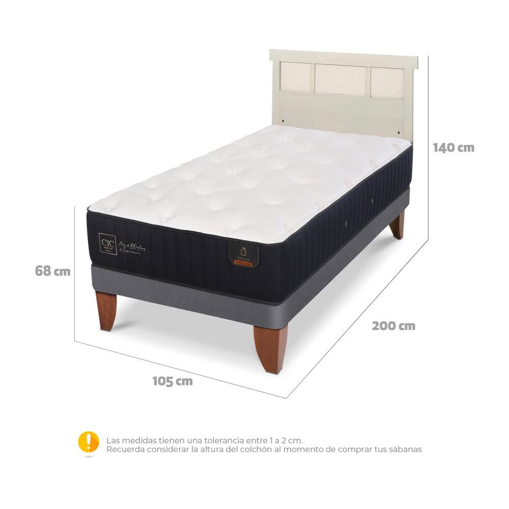 Cama Europea Cic Linea Premium / 1.5 Plazas / Base Normal + Respaldo image number 6.0