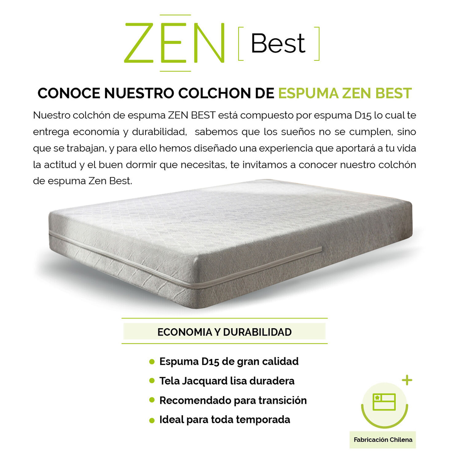 Cama Europea Zen Best 1 Plaza Colchon Espuma Con Funda Velvet Palo Rosa + Respaldo image number 2.0