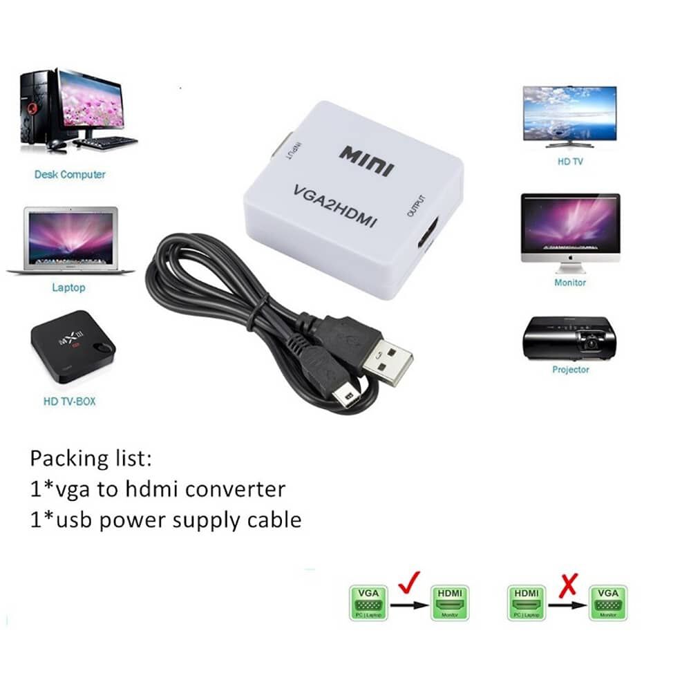 Adaptador Vga A Hdmi Hdtv Convertidor Vga Hembra A Hdmi Hembra Con Audio Jack 3.5 image number 2.0