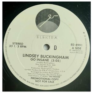 Lindsey Buckingham - Go Insane (promo) | 12" Maxi Single Usado