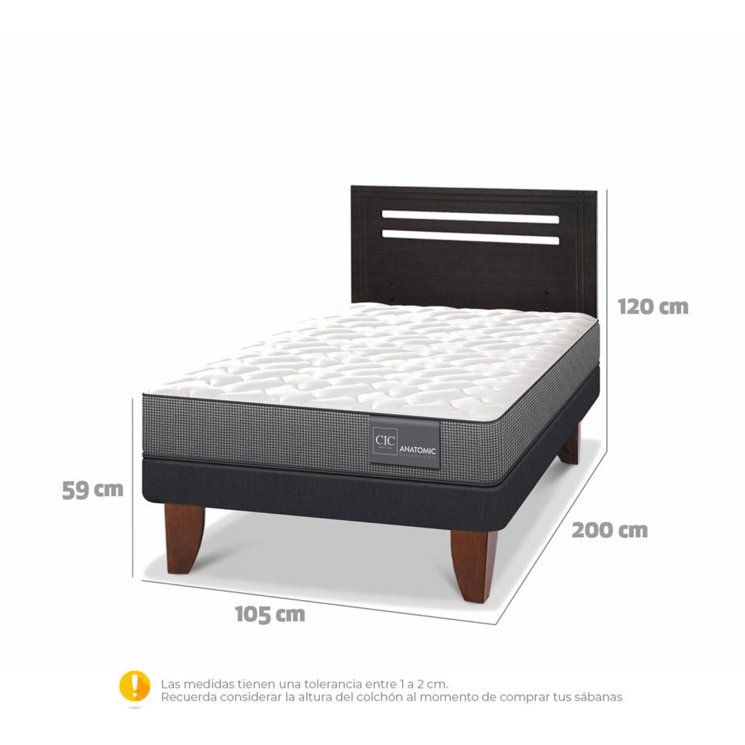 Cama Europea Cic Anatomic / 1.5 Plazas / Base Normal + Respaldo image number 4.0