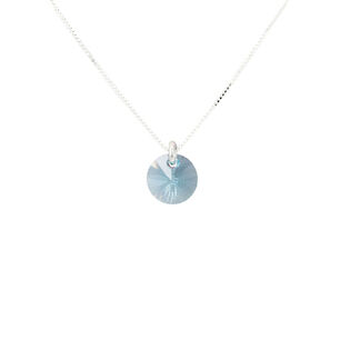 Collar Punto De Luz Plata Italiana 925 Y Cristal Genuino Turqueza