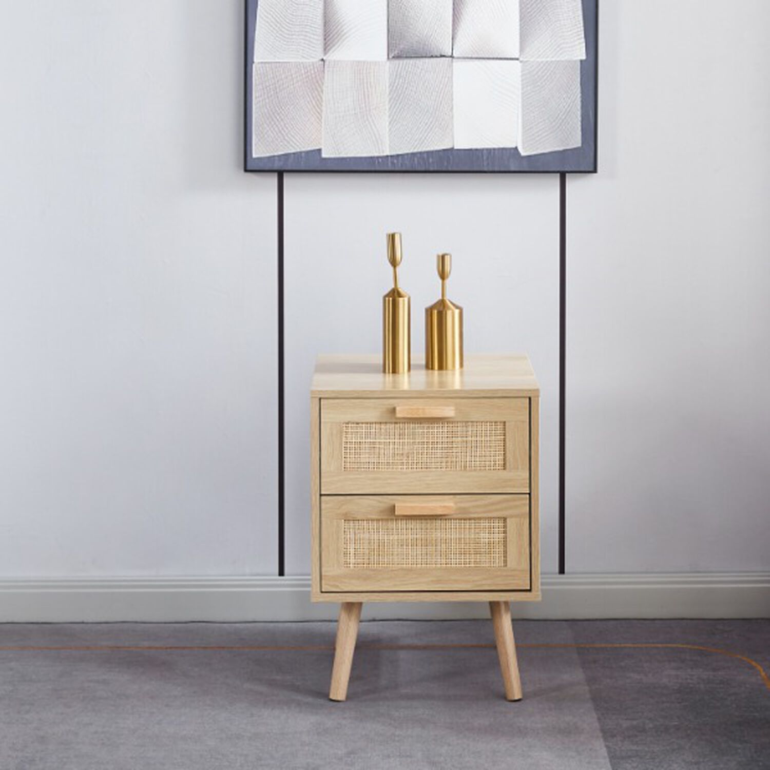 Pack 2 Veladores De Madera Y Rattan Clara image number 2.0