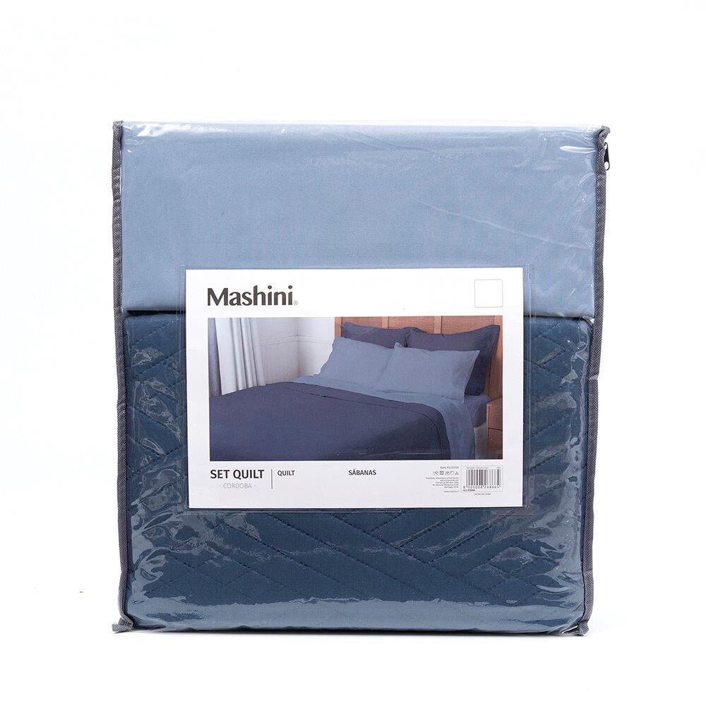 Set Quilt Liso + Sabana Liso King Azul image number 4.0