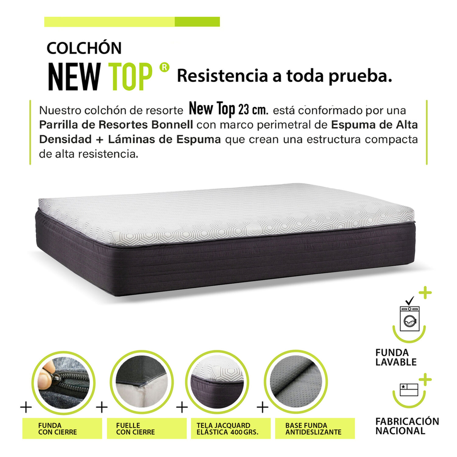 Cama Funcional Boxet Full 1.35 Mt Colchon Resortes New Top Funda Lavable Gris image number 3.0