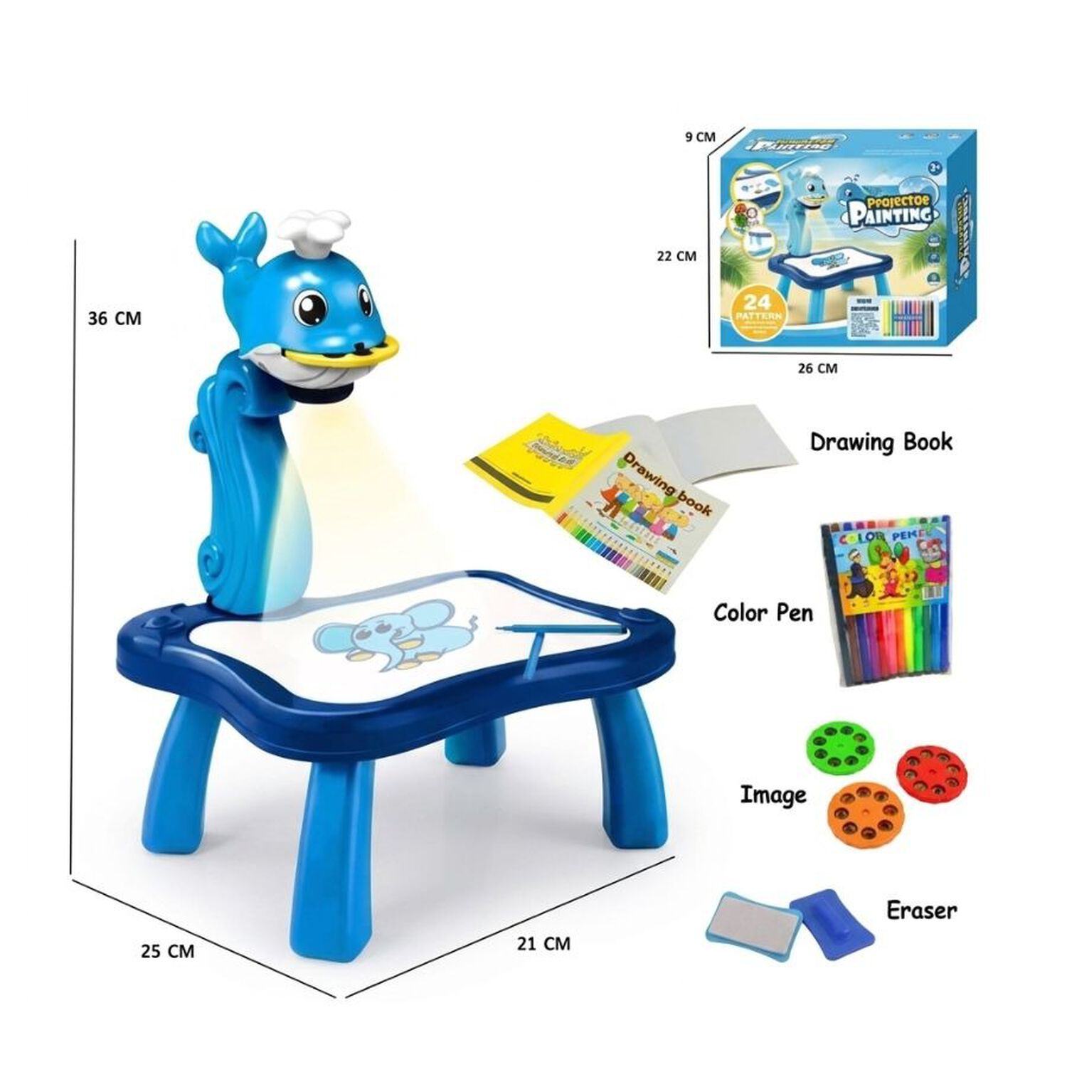 Proyector Pintura Ni&ntilde;os Mesa Dibujo Delf&iacute;n Infantil Luz image number 4.0