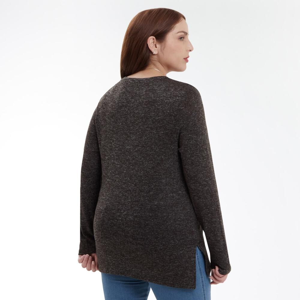 Sweater Talla Grande Aplicación Strass Cuello Redondo Mujer Sexy Large image number 3.0