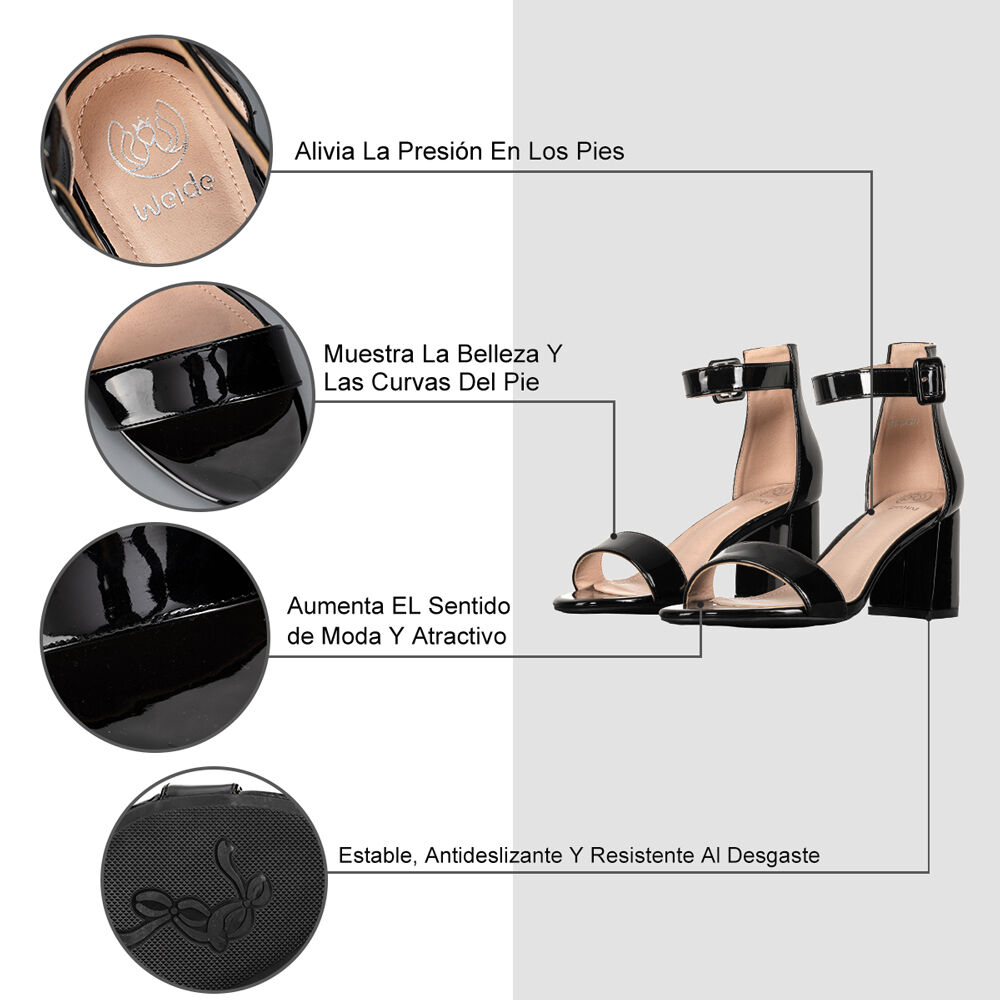 Sandalia Taco Alto Mujer Charol Fiesta Elegante Weide Ghe19b image number 5.0
