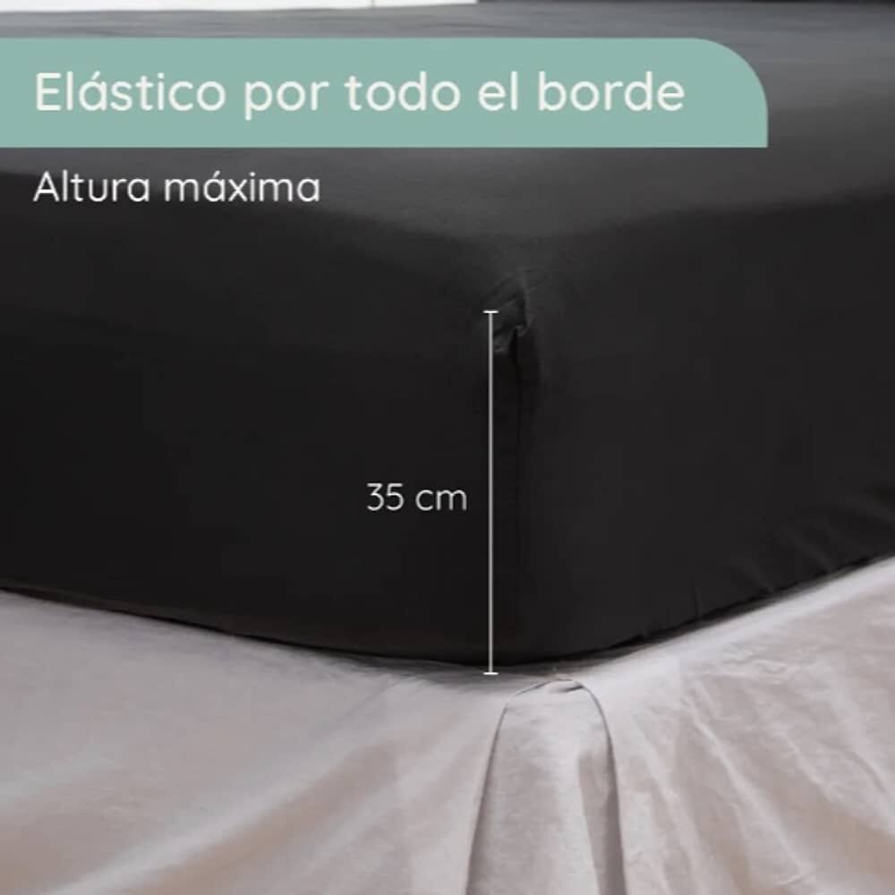 Sabana 1800 2 Plazas Ultra Suave + Funda Bordada. Negra image number 4.0