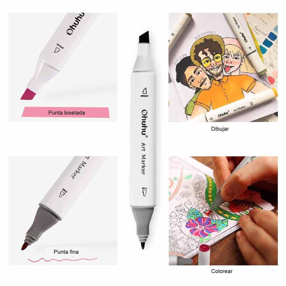 Ohuhu 200 Marcadores Alcohol + 1 Blender Fina & Biselada image number 3.0