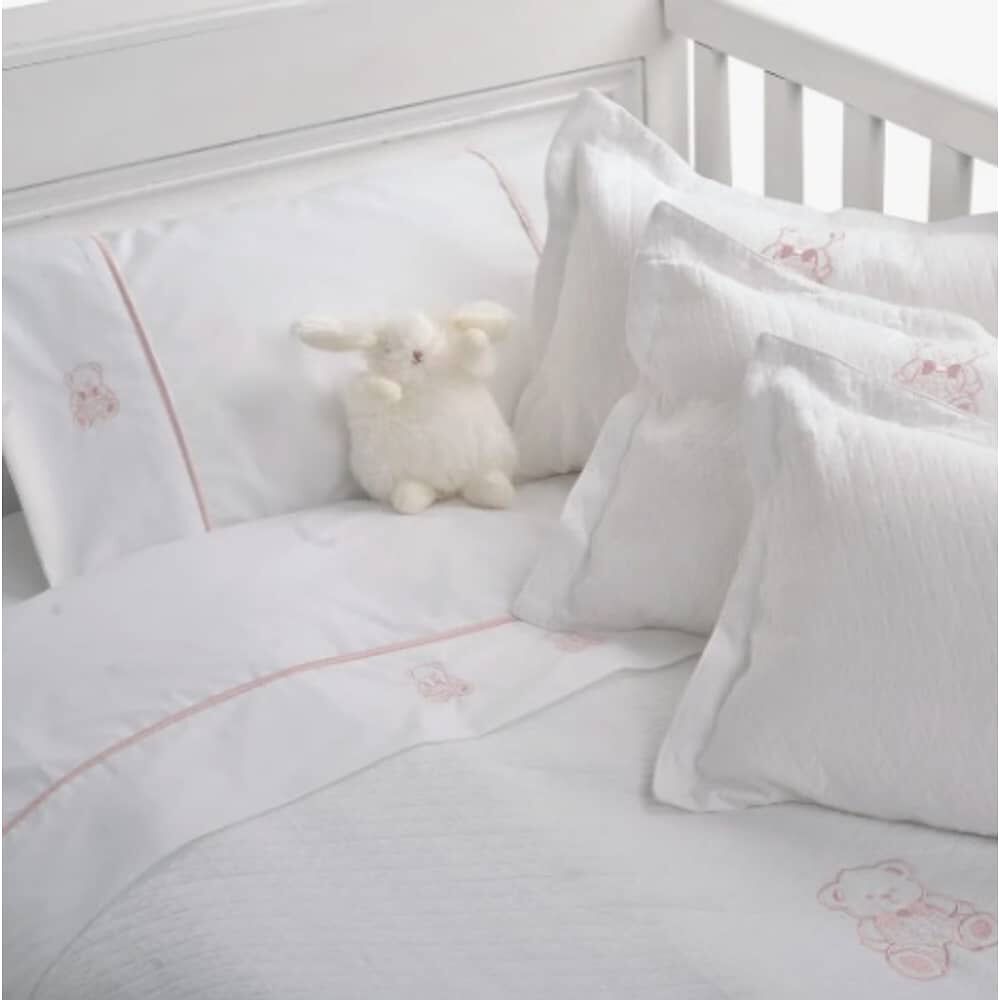 S&aacute;bana Cuna Bordada Osito Rosado 220 Hilos image number 3.0