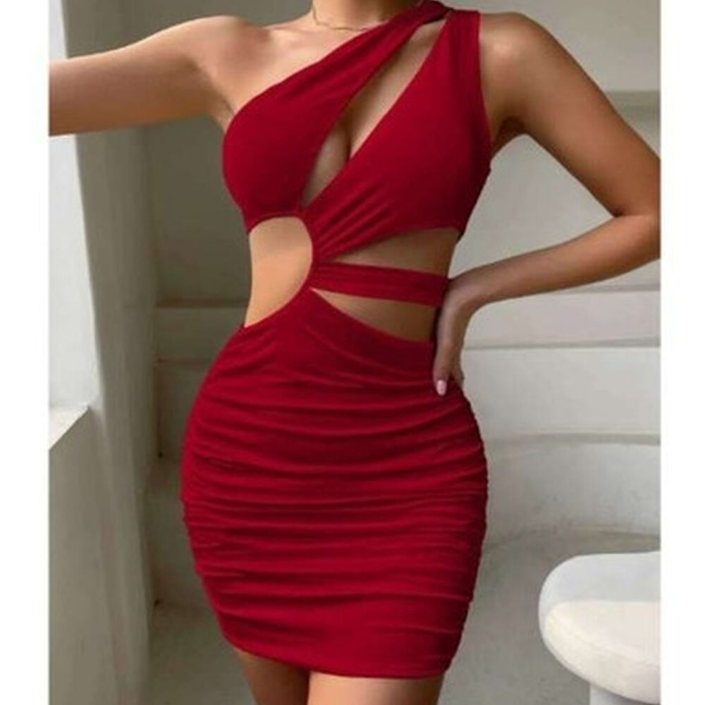 Vestido Hombro Cruzado Escote Lateral Horma Sirena Elegante image number 8.0