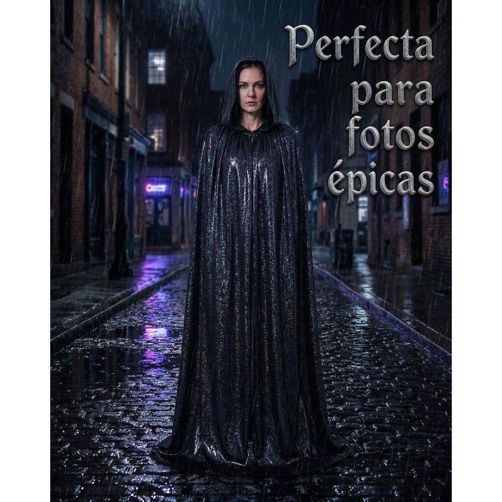 Capa Glitter Brillante Con Capucha Para Cosplay Y Disfraz image number 22.0