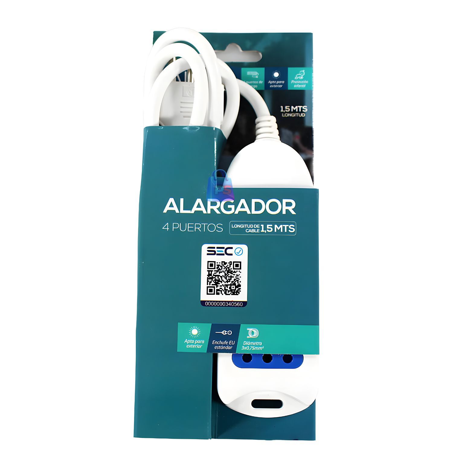 Alargador Electrico 4 Enchufes Certificado Sec Colores - Ps image number 1.0