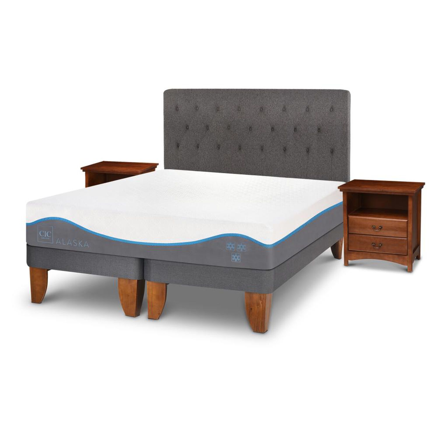 Cama Europea Cic Alaska / King / Base Dividida + Set De Maderas image number 1.0