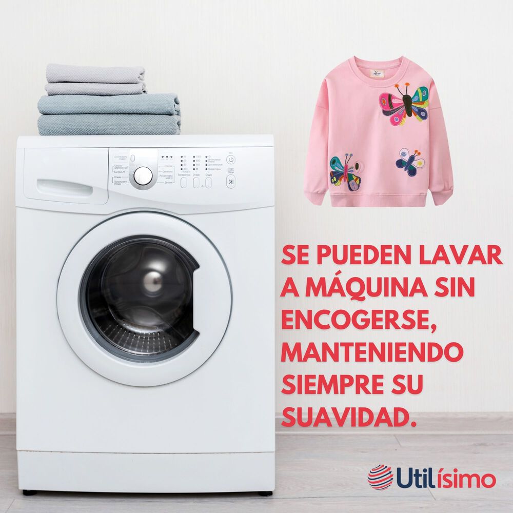 Poler&oacute;n Ni&ntilde;a Manga Larga 100% Algod&oacute;n Rosa Mariposa image number 5.0