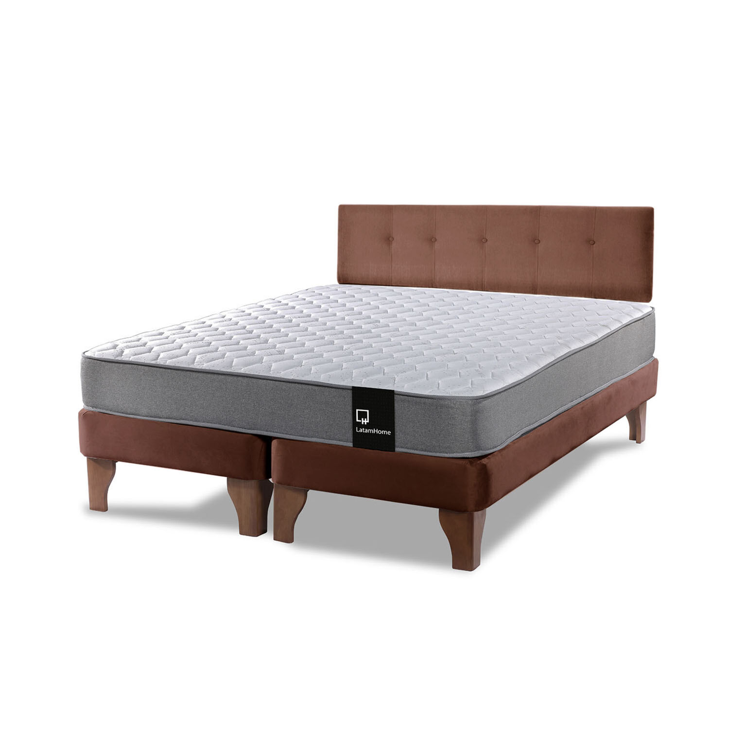 Cama Europea Zen Best Tela Velvet Chocolate 2 Plazas + Respaldo image number 1.0