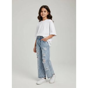 Pantal&oacute;n Jeans Ni&ntilde;a Con Brillo Y Dise&ntilde;o Rasgado