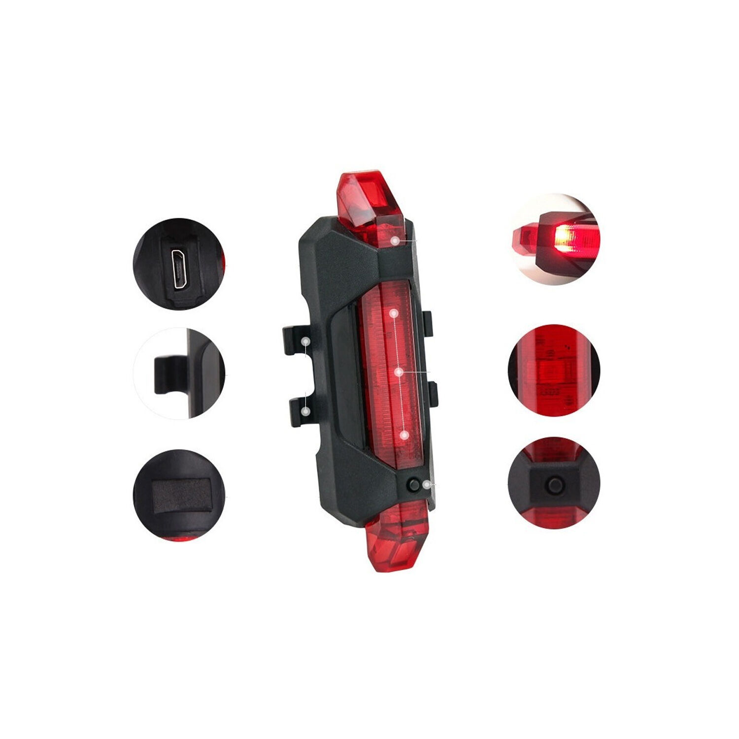 Luz Led Para Bicicletas Seguridad Recargable 50 L&uacute;menes - Ps image number 0.0