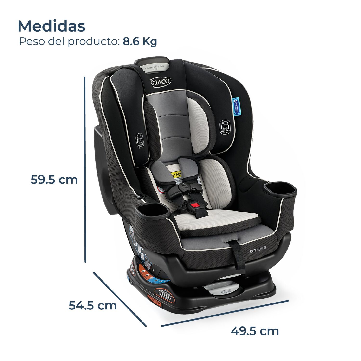 Silla De Auto Bebe Convertible Extend2fit Gotham image number 8.0