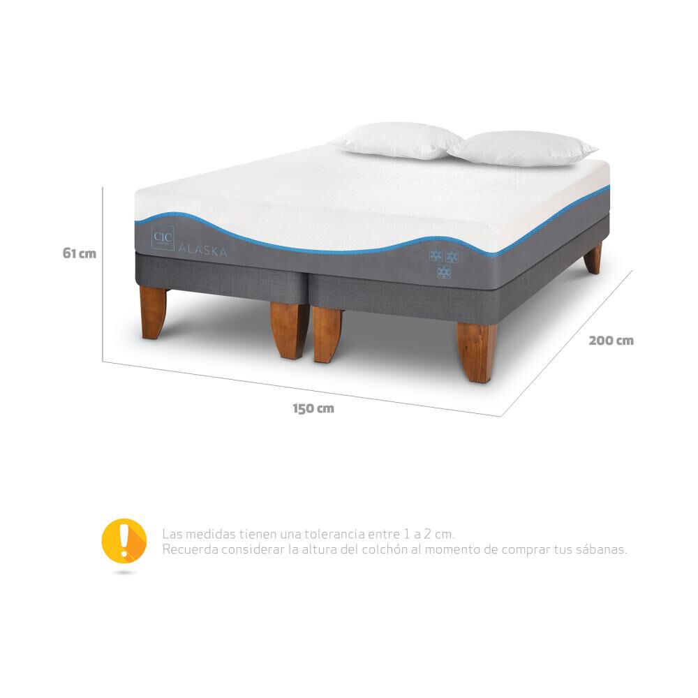 Cama Europea Cic Alaska / 2 Plazas / Base Dividida + Almohadas image number 2.0