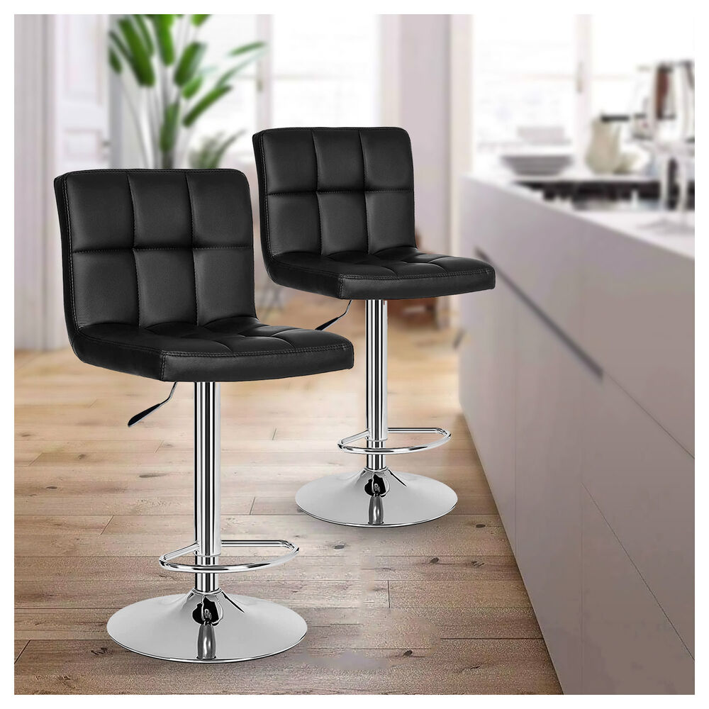Pack 2 Silla Piso Bar Taburete Con Respaldo Cuadrado Negro image number 3.0
