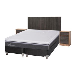 Box Spring Cic Ortopedic Advance B5 Black / 2 Plazas / Base Dividida + Set De Maderas