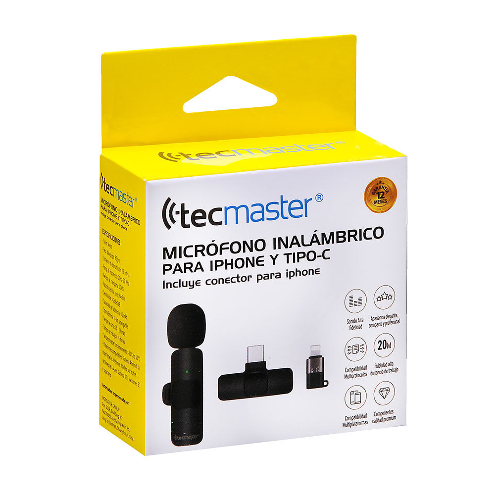 Micr&oacute;fono Inal&aacute;mbrico Para Iphone Ipad Y Android Tecmaster image number 2.0