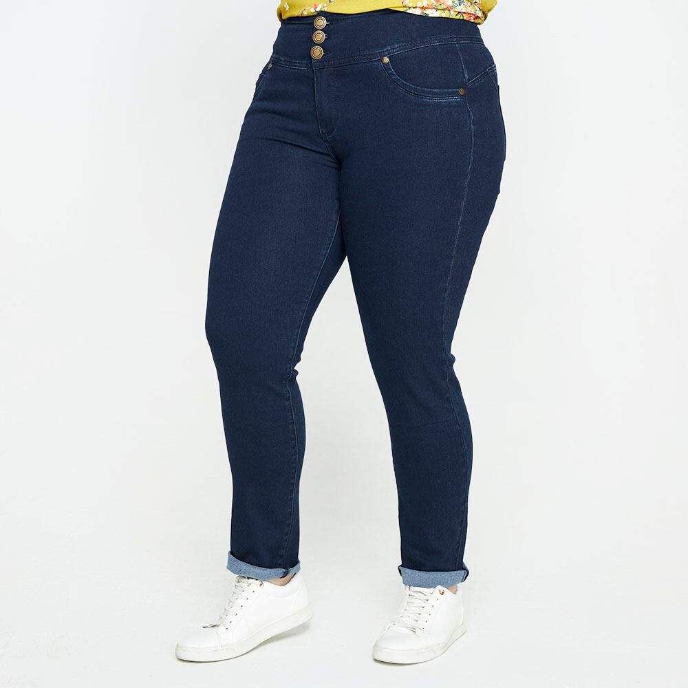 Jeans Talla Grande Tiro Alto Recto Push Up Mujer Sexy Large image number 0.0
