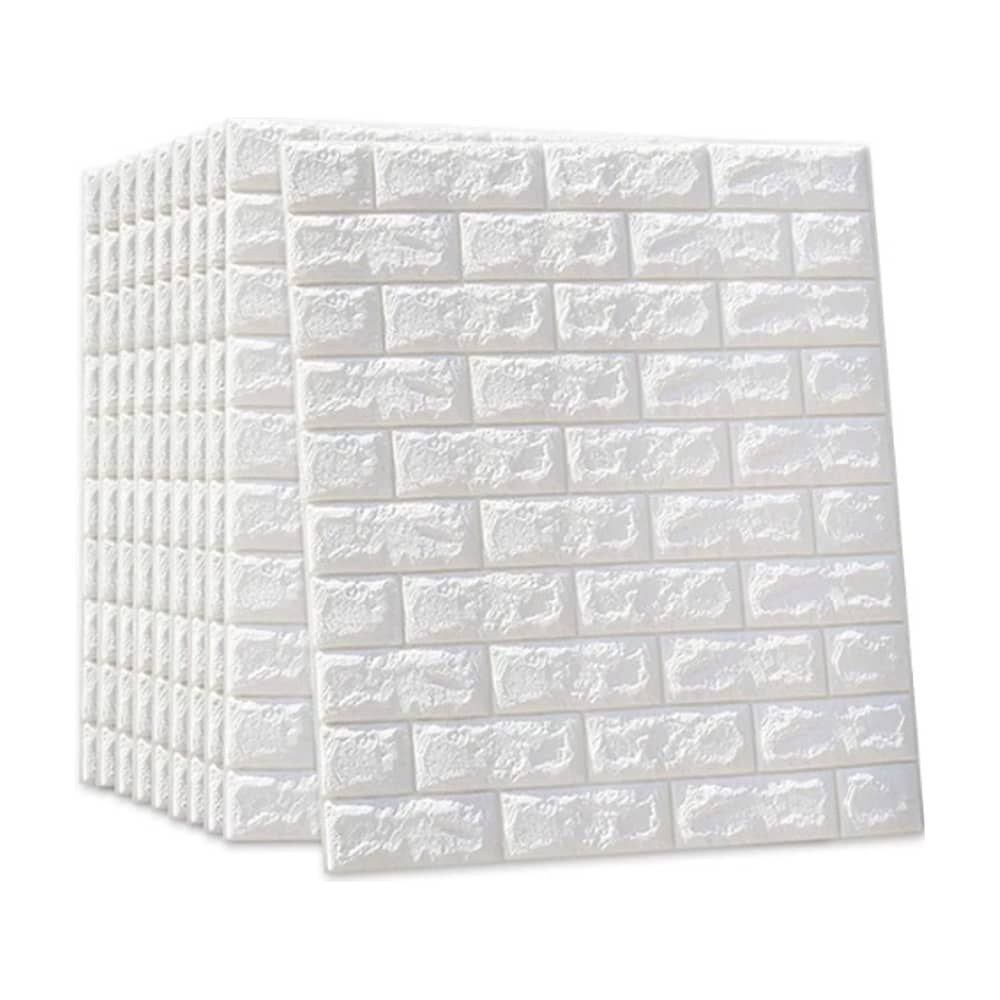 Pack 10 Lamina Papel Mural Autoadhesivo 3d Ladrillo Blanco image number 0.0