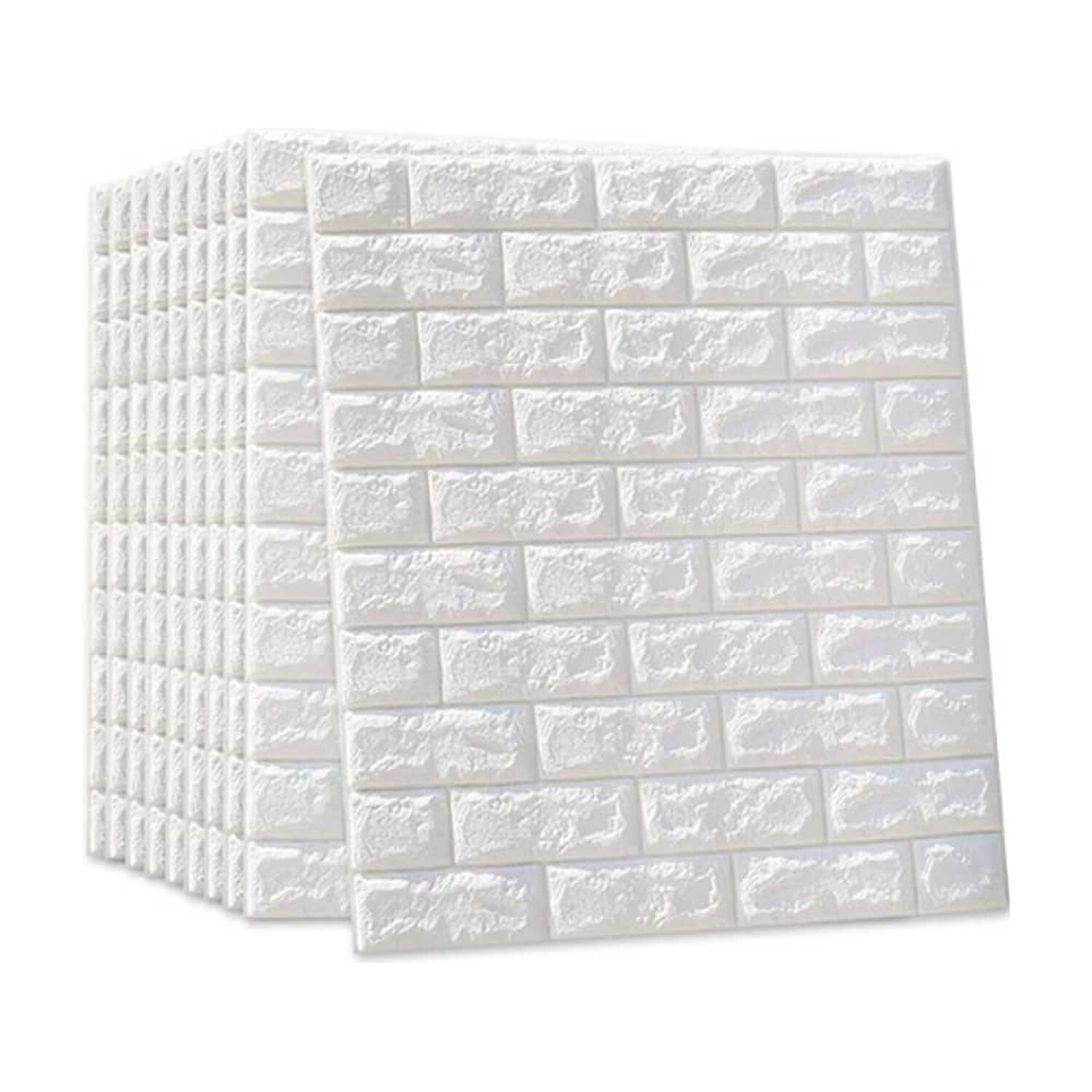 Pack 10 Lamina Papel Mural Autoadhesivo 3d Ladrillo Blanco image number 0.0