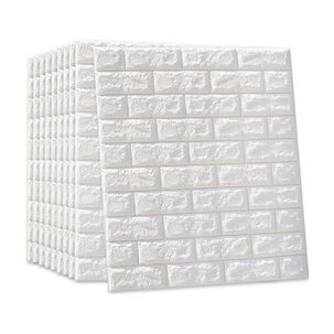 Pack 10 Lamina Papel Mural Autoadhesivo 3d Ladrillo Blanco