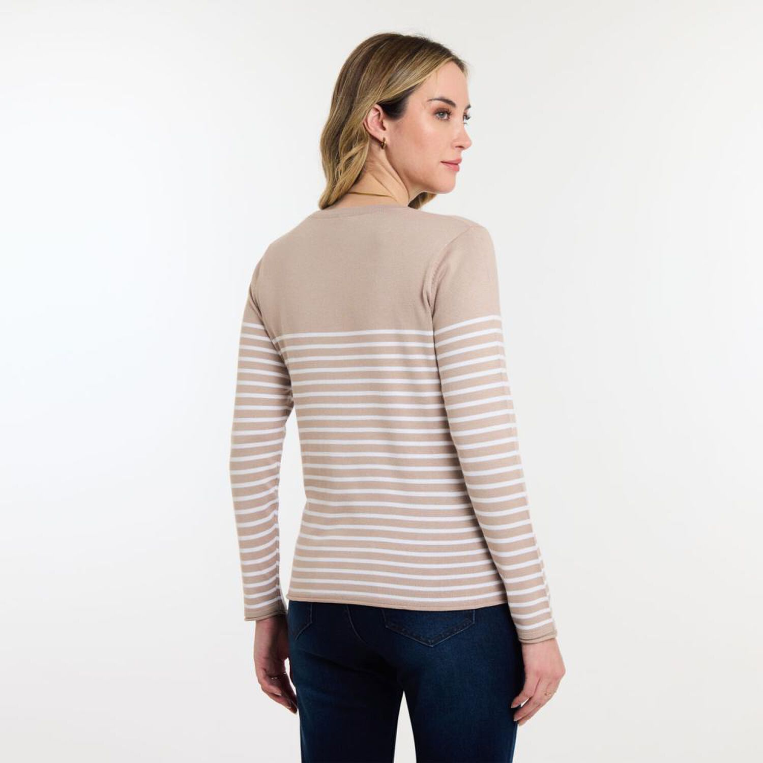 Sweater Listado Manga Larga Cuello Redondo Mujer Geeps image number 3.0