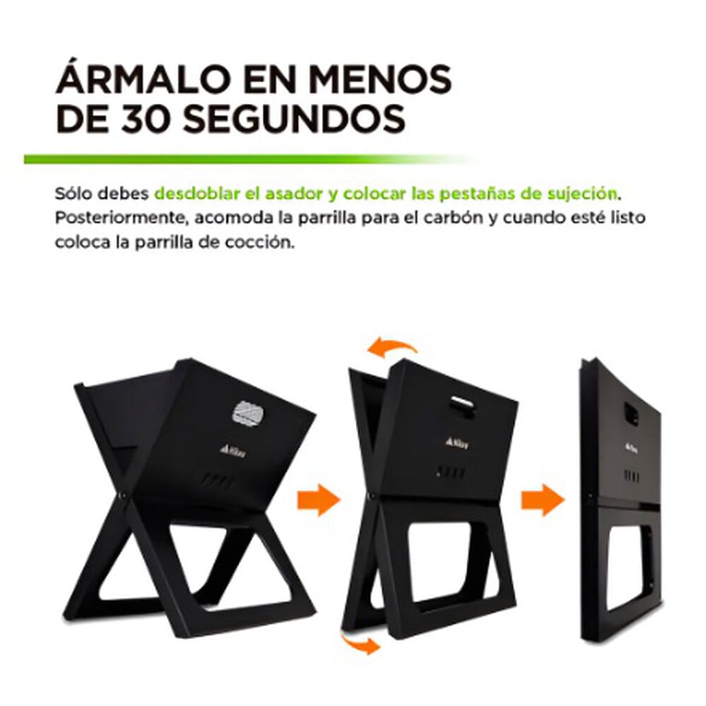 Parrilla Plegable De Carb&oacute;n Port&aacute;til Para Asados Color Negro image number 3.0