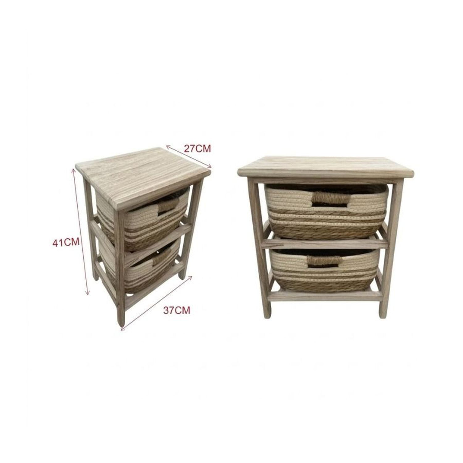Mueble Organizador R&uacute;stico Madera Con Cestas Tejidas Living image number 2.0