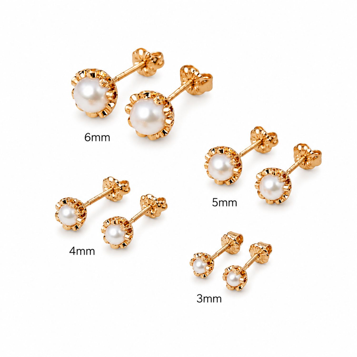 Aros Perla R&iacute;o Blanca Cuello De Payaso 5mm Oro 18k Atornillado 2gr Mujer Elegantes. image number 2.0
