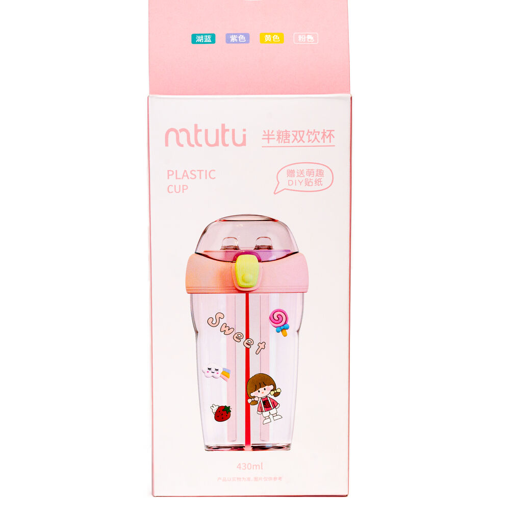 Botella Doble Compartimiento Con Stickers Rosado Chinitown image number 2.0