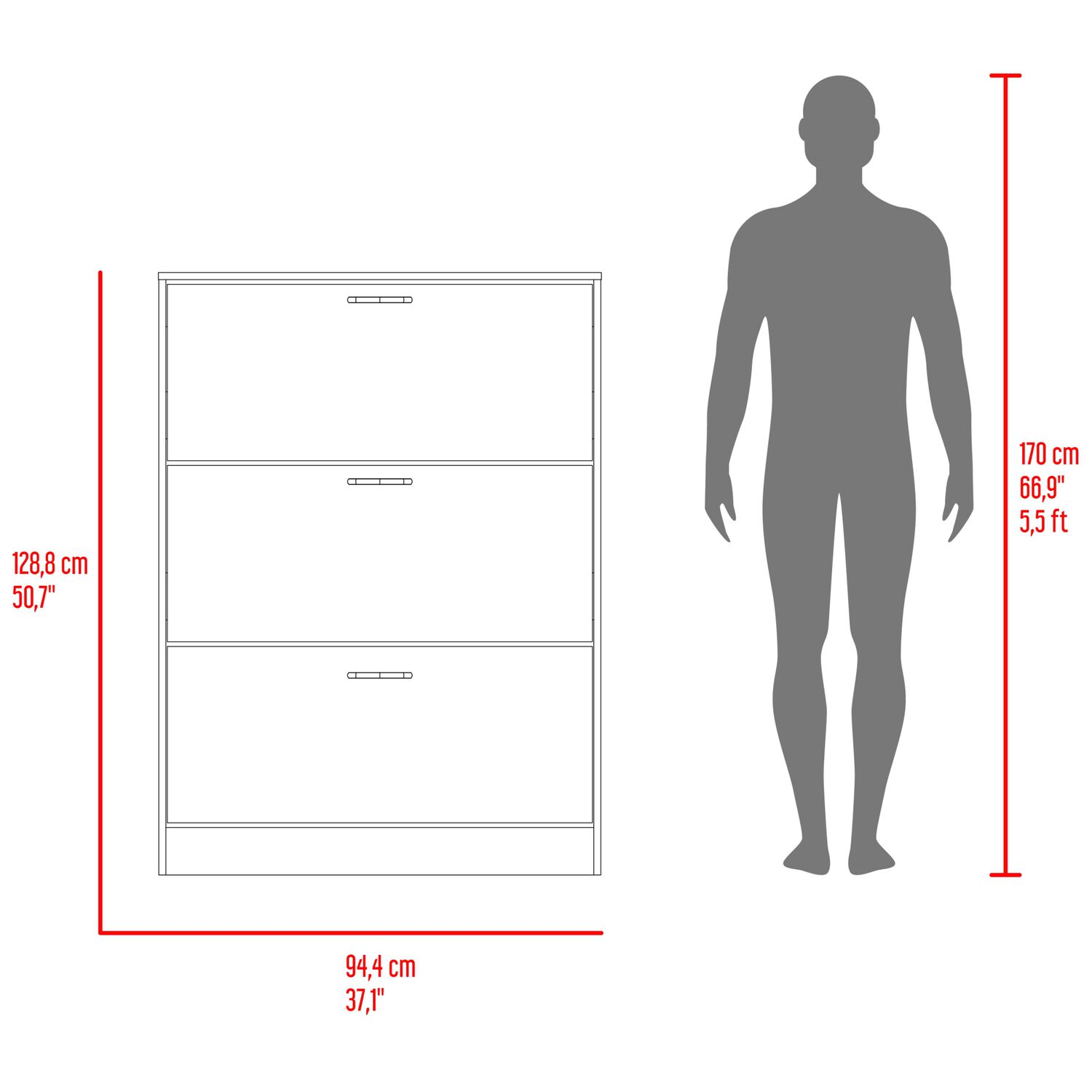 Mueble Zapatero 3 Compartimientos 128,7x94,2x24 Cm Beige image number 7.0