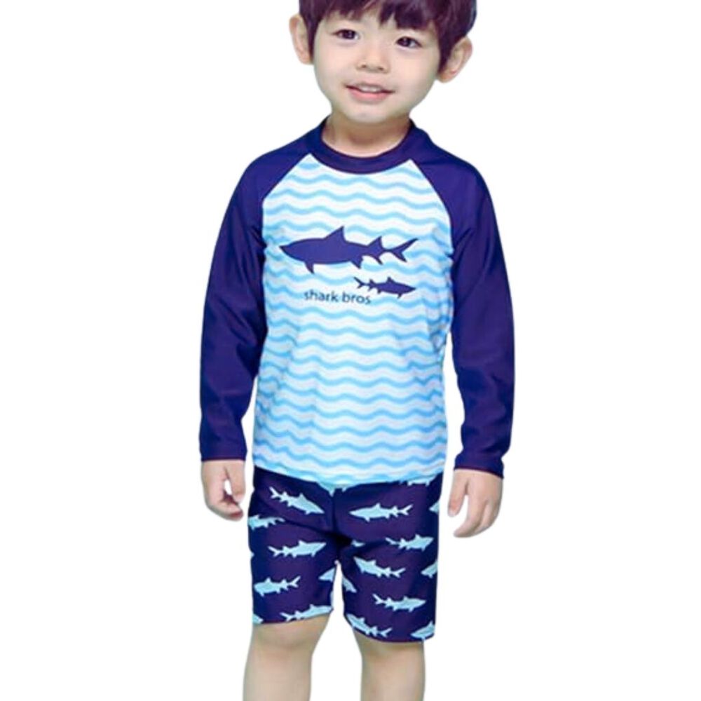 Traje De Baño 3 Piezas Manga Larga Niño Jump Kids Tiburón Azul image number 0.0