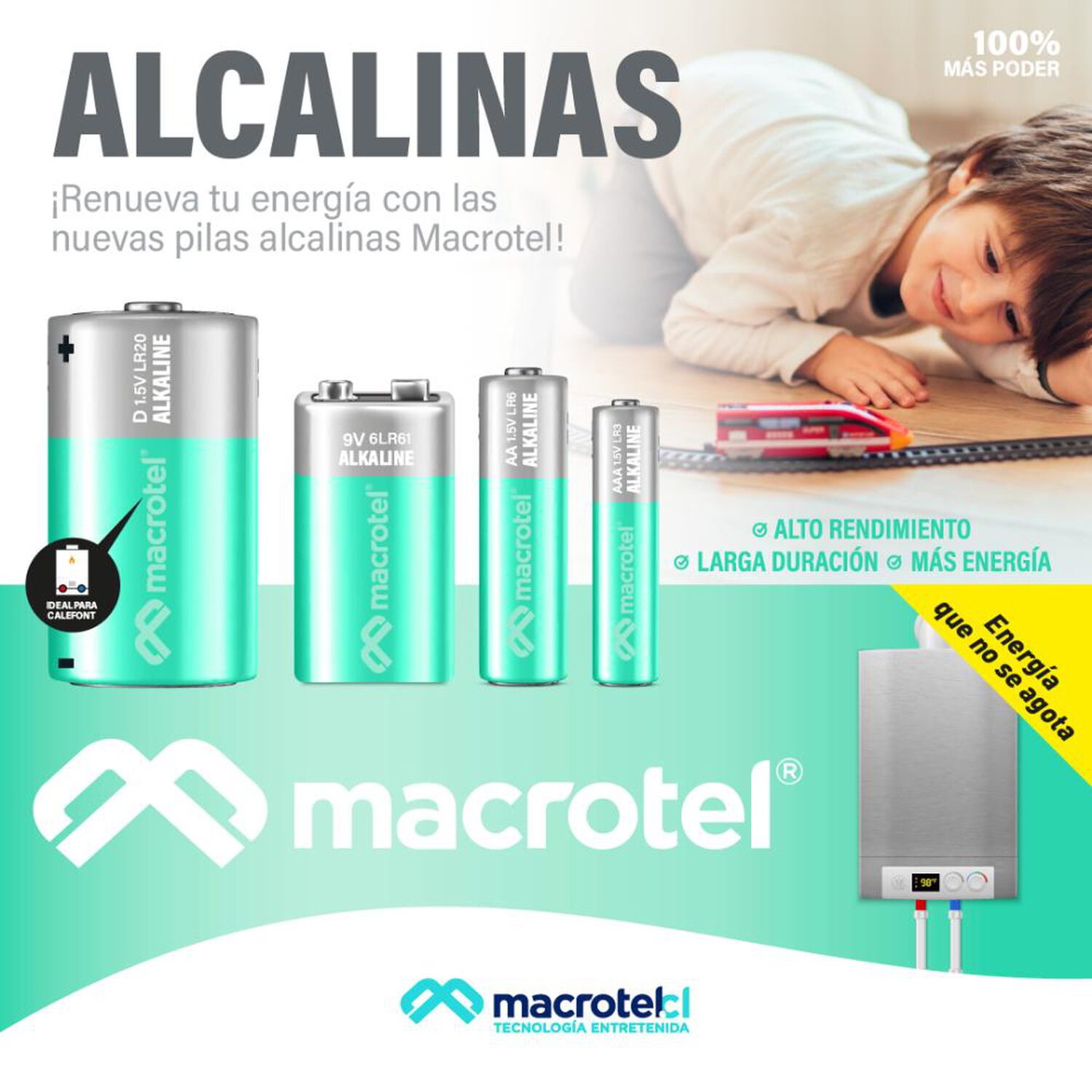 Pack 2 Pilas Alcalina D Macrotel image number 2.0