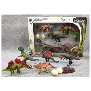 Juguete Con Se 9 Figuras De Dinosaurios Huevos Y Palmera
