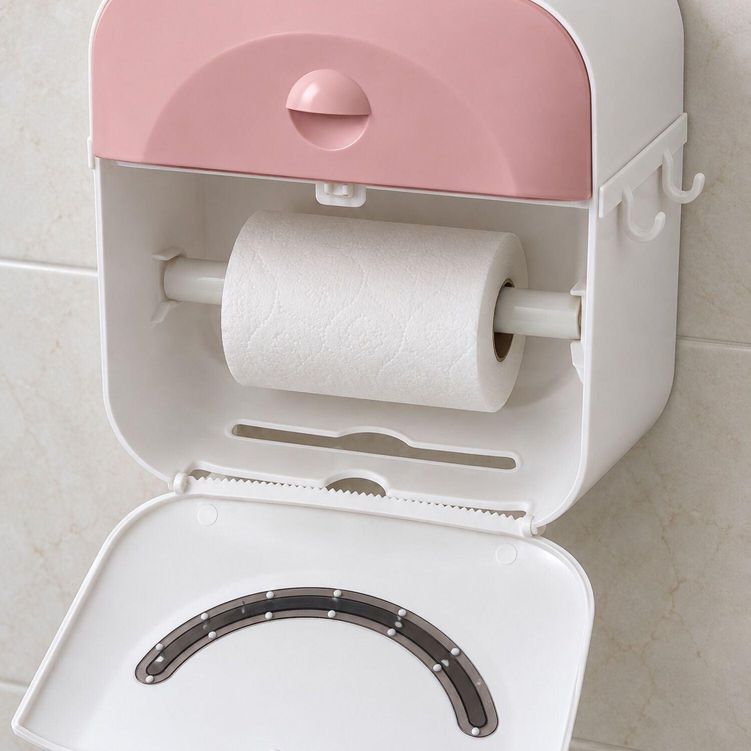 Dispensador De Confort Porta Papel Higi&eacute;nico Con Caj&oacute;n Superior Y Soporte Para Rollo Rosa image number 4.0