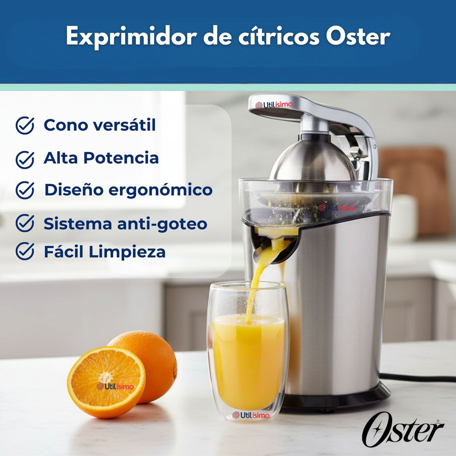 Exprimidor De C&iacute;tricos Oster De Acero Inoxidable Fpstju4200 Versi&oacute;n 2026 image number 1.0